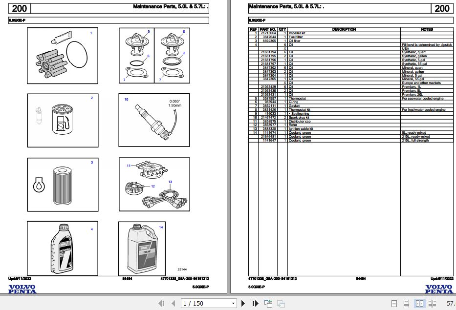 Volvo Penta Marine Gasoline Engines 5.0GXiE P Parts Catalog 1