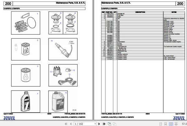 Volvo Penta Marine Gasoline Engines 5.0GiPEFS to 5.7GSPEFS Parts Catalog 1