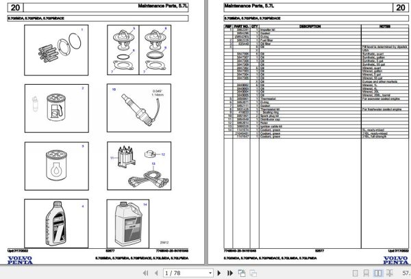 Volvo Penta Marine Gasoline Engines 5.7GIIMDA to 5.7GLPMDA Parts Catalog 1