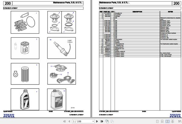 Volvo Penta Marine Gasoline Engines 5.7Gi 300 P 5.7GXi P Parts Catalog 1