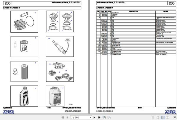 Volvo Penta Marine Gasoline Engines 5.7Gi 300 R 5.7GXi 320 R Parts Catalog 1