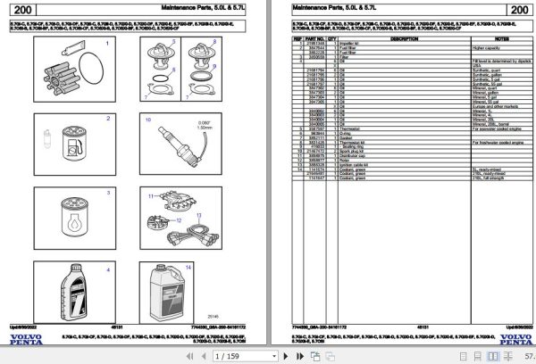 Volvo Penta Marine Gasoline Engines 5.7Gi C to 5.7OSi Parts Catalog 1