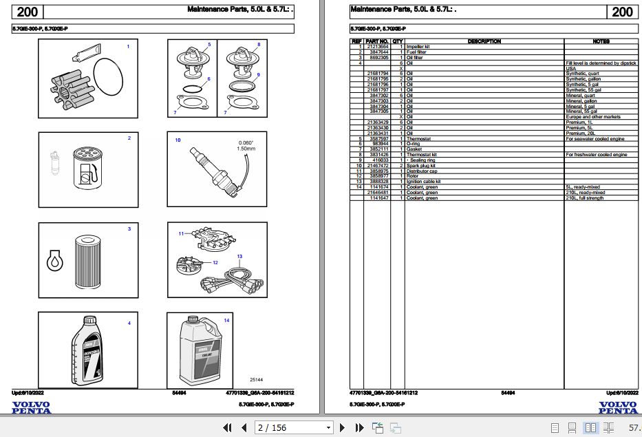 Volvo Penta Marine Gasoline Engines 5.7GiE 300 P 5.7GXiE P Parts Catalog 1