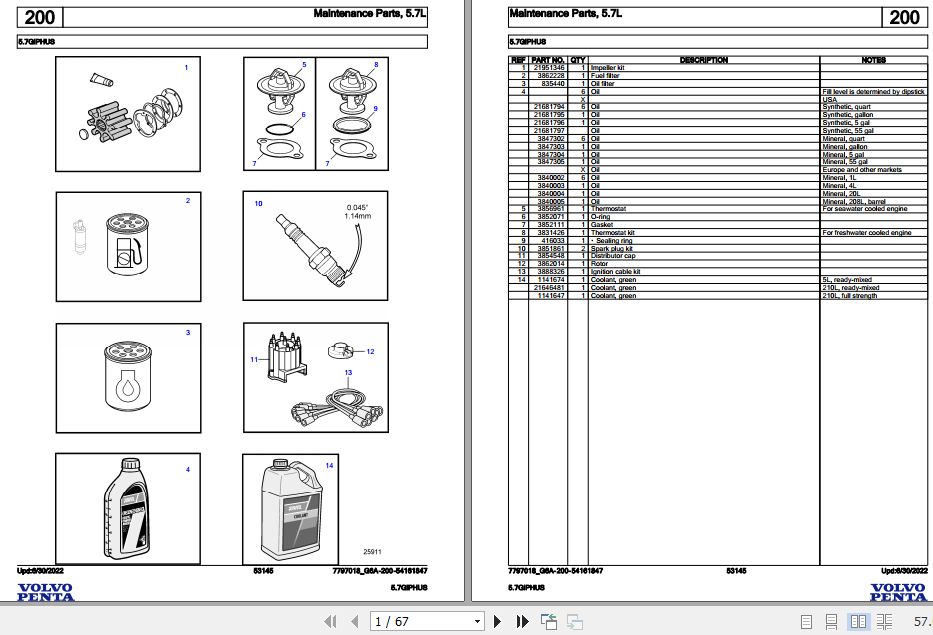 Volvo Penta Marine Gasoline Engines 5.7GiPHUS Parts Catalog 1