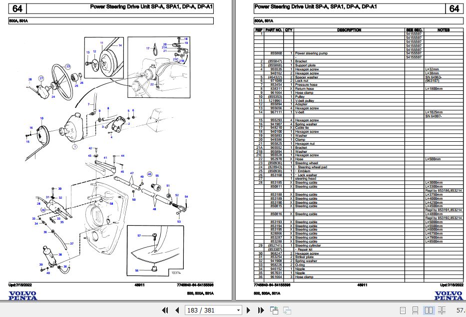 Volvo Penta Marine Gasoline Engines 500 500A 501A Parts Catalog