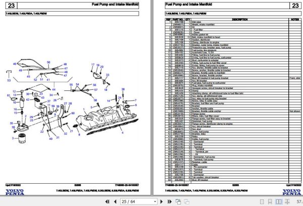 Volvo Penta Marine Gasoline Engines 7.4GLIMDM to 8.2GLPMDM Parts Catalog 2