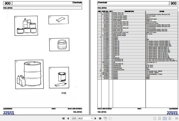 Volvo Penta Marine Gasoline Engines 740A BB740A 2 Parts Catalog 2