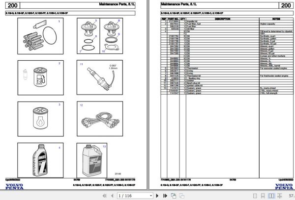 Volvo Penta Marine Gasoline Engines 8.1Gi G to 8.1OSi CF Parts Catalog 1