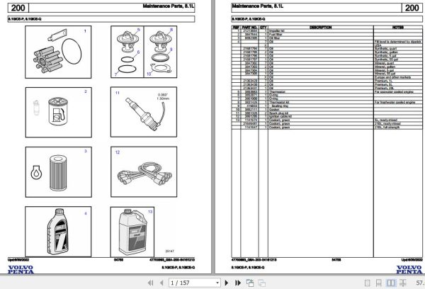Volvo Penta Marine Gasoline Engines 8.1GiCE P 8.1GiCE Q Parts Catalog 1