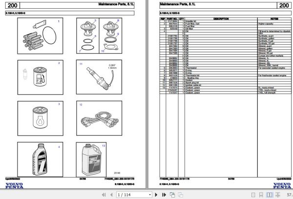 Volvo Penta Marine Gasoline Engines 8.1GiI H 8.1GXiI G Parts Catalog 1