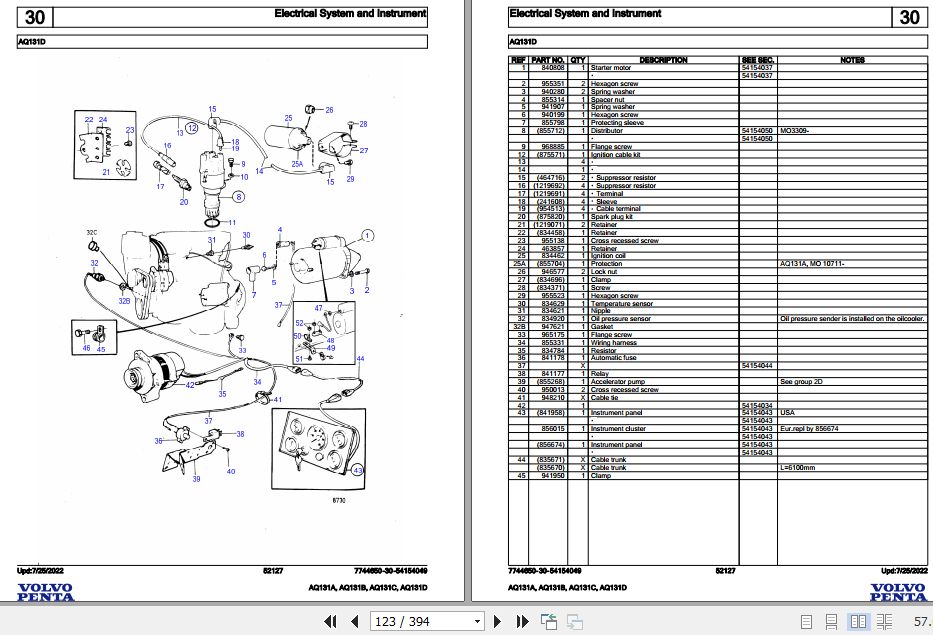 Volvo Penta Marine Gasoline Engines AQ131A to AQ131D Parts Catalog 2