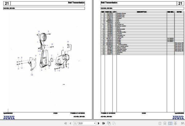 Volvo Penta Marine Gasoline Engines AQ145A BB145A Parts Catalog 1