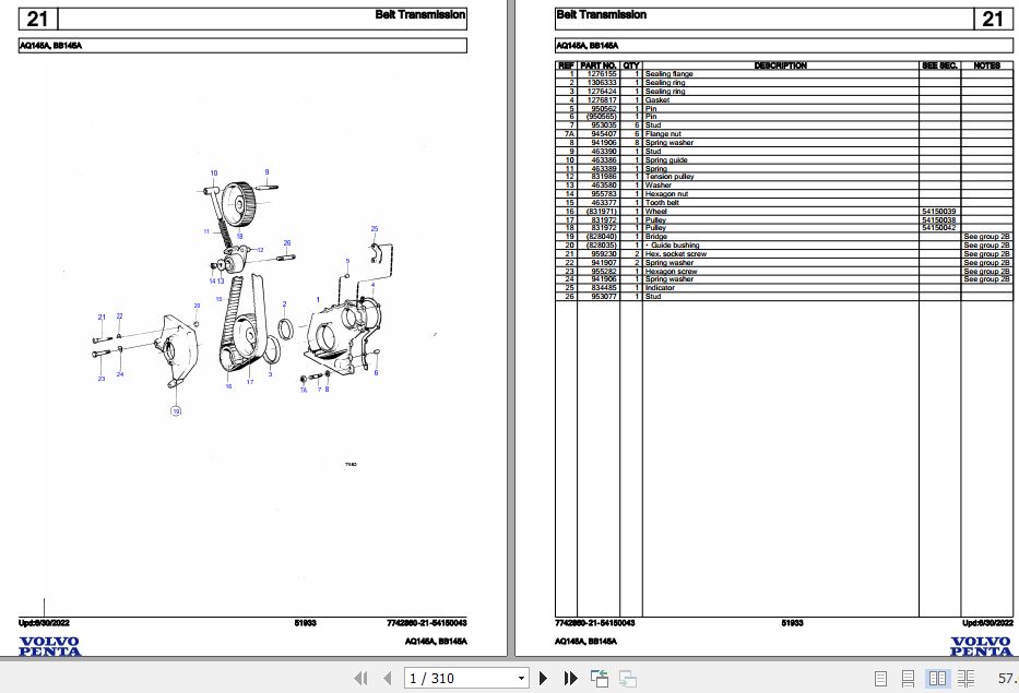 Volvo Penta Marine Gasoline Engines AQ145A BB145A Parts Catalog 1