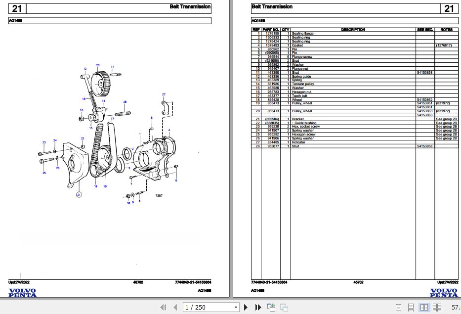 Volvo Penta Marine Gasoline Engines AQ145B Parts Catalog 1
