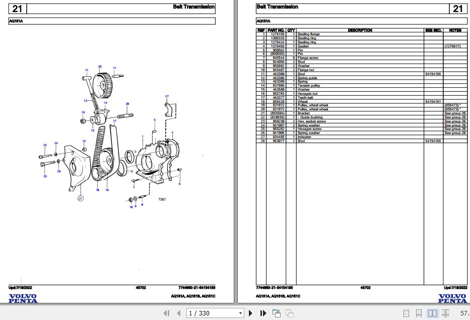 Volvo Penta Marine Gasoline Engines AQ151A AQ151B AQ151C Parts Catalog 1