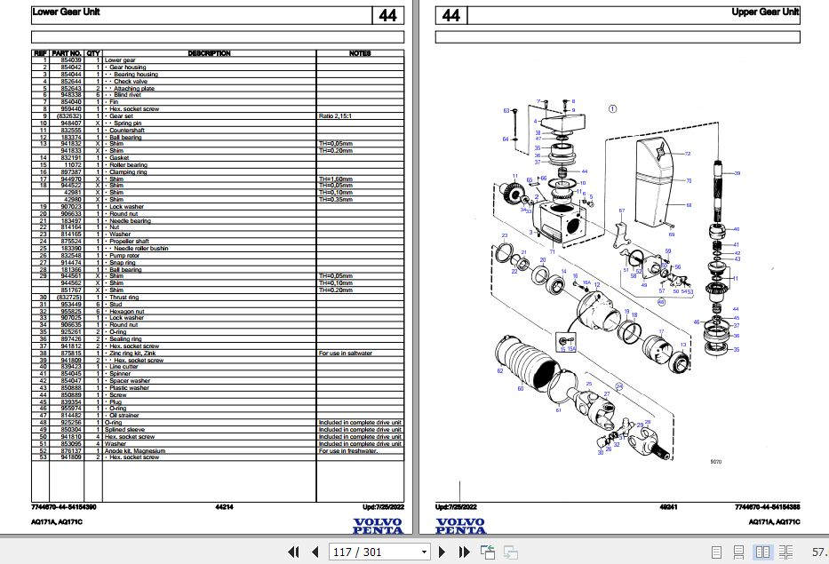 Volvo Penta Marine Gasoline Engines AQ171A AQ171C Parts Catalog 2