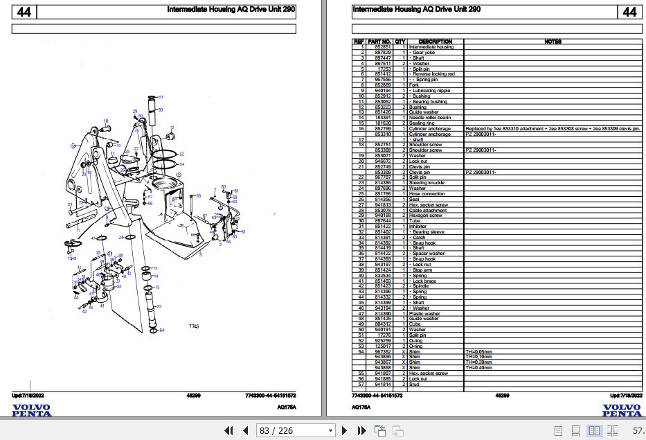 Volvo Penta Marine Gasoline Engines AQ175A Parts Catalog 2