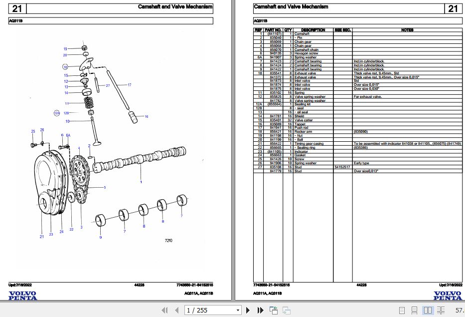 Volvo Penta Marine Gasoline Engines AQ311A AQ311B Parts Catalog 1