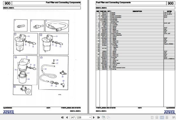 Volvo Penta Marine Gasoline Engines BB231A BB261A Parts Catalog 2