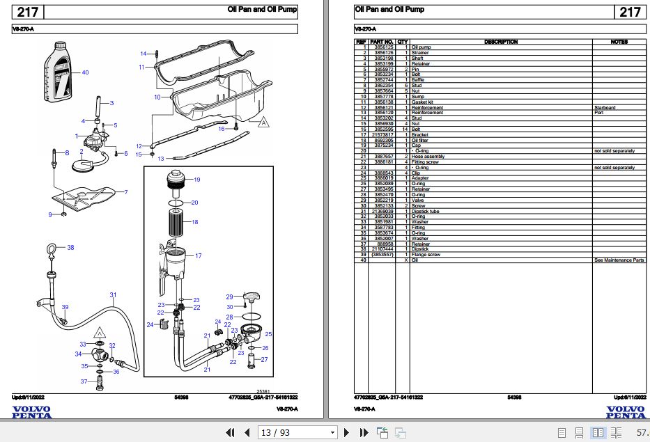 Volvo Penta Marine Gasoline Engines V8 270 A Parts Catalog 2