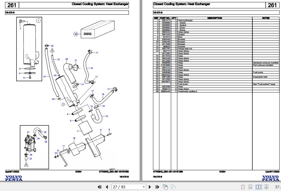 Volvo Penta Marine Gasoline Engines V8 270 B Parts Catalog 2