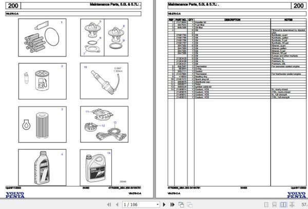 Volvo Penta Marine Gasoline Engines V8 270 C A Parts Catalog 1