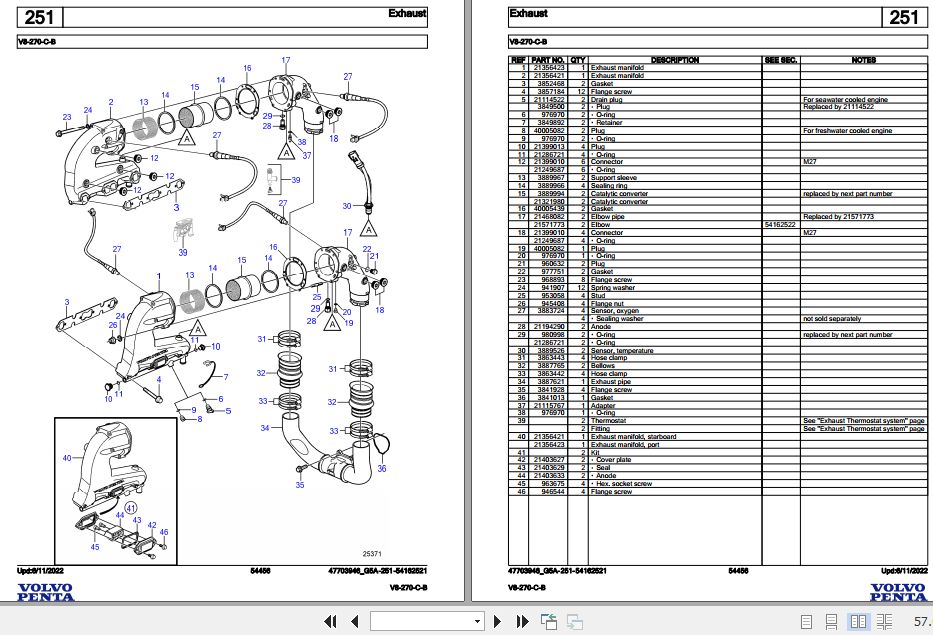 Volvo Penta Marine Gasoline Engines V8 270 C B Parts Catalog 2