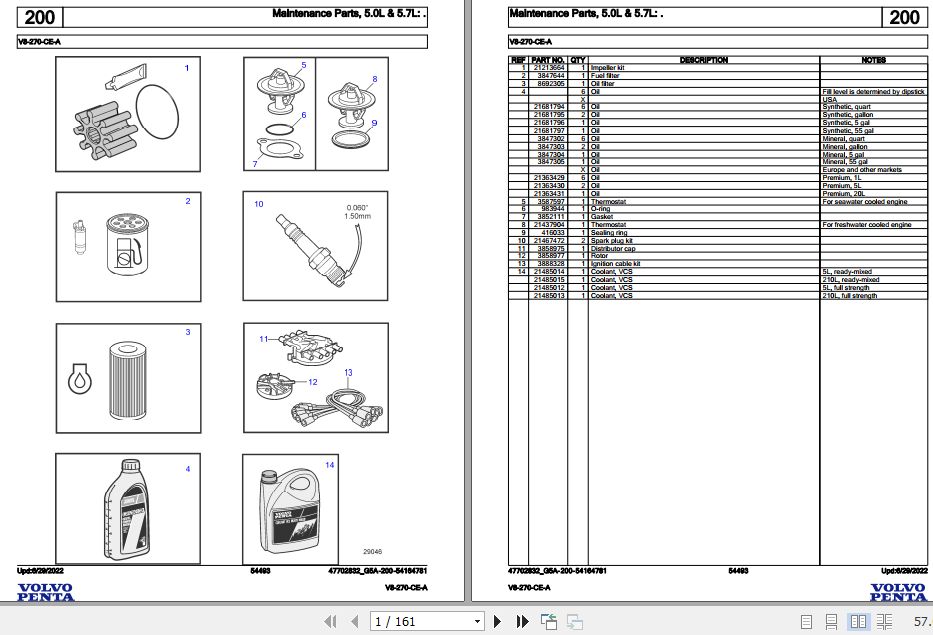 Volvo Penta Marine Gasoline Engines V8 270 CE A Parts Catalog 1