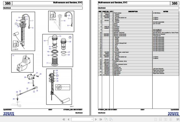 Volvo Penta Marine Gasoline Engines V8 270 E B Parts Catalog 2