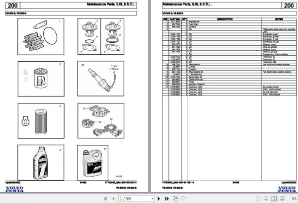 Volvo Penta Marine Gasoline Engines V8 300 B V8 320 B Parts Catalog 1