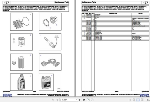 Volvo Penta Marine Gasoline Engines V8 300 CE G to V8 300 C J V Parts Catalog 1