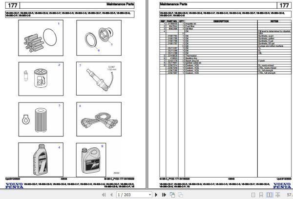 Volvo Penta Marine Gasoline Engines V8 300 CE P to V8 350 C P V8 Parts Catalog 1