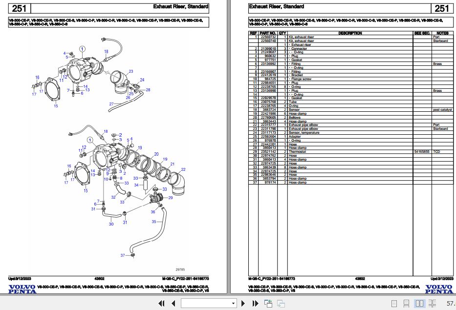 Volvo Penta Marine Gasoline Engines V8 300 CE P to V8 350 C P V8 Parts Catalog 2