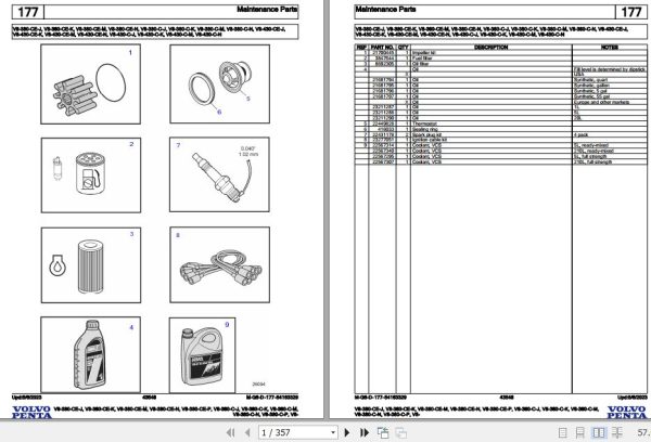 Volvo Penta Marine Gasoline Engines V8 380 CE J to V8 380 C P V8 Parts Catalog 1