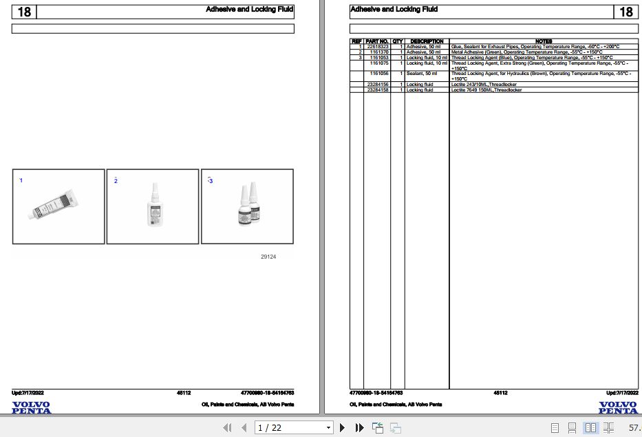Volvo Penta Oil Paints Chemicals AB Volvo Penta Parts Catalog 2022 1