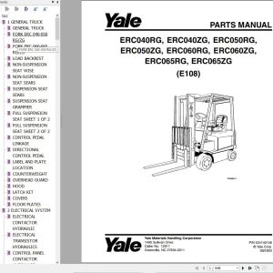 Yale Forklift E108 ERC40RG to ERC065ZG Parts Catalog 524140148 2003 1