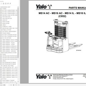 Yale Pallet Truck C852 MS14 AC MS16 AC MS14 IL MS16 IL Parts Manual 524336822 2023 1