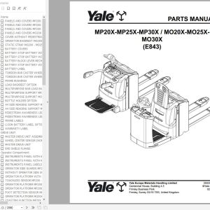 Yale Pallet Truck E843 MP20X MP25X MP30X Parts Service Manual 2025 1
