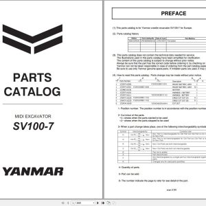 Yanmar Excavator SV100 7 Parts Catalog CPB70ENMA00100 1