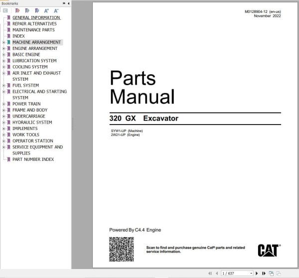 CAT Excavator 320 GX Parts Catalog M0128904 12