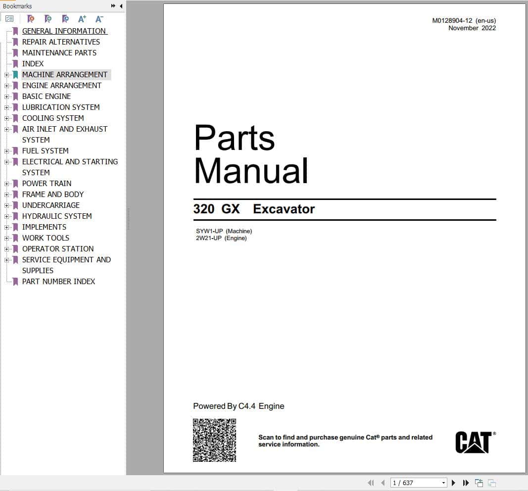 CAT Excavator 320 GX Parts Catalog M0128904 12