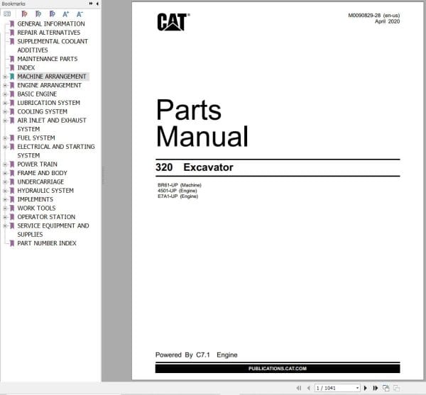 CAT Excavator 320 Parts Catalog M0090829 28