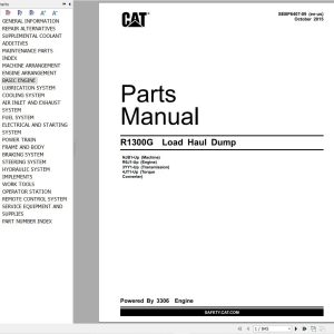 CAT Load Haul Dump R1300G Parts Catalog SEBP6407 09