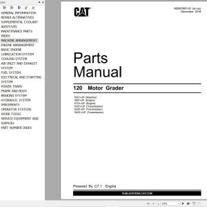 CAT Motor Grader 120 Parts Catalog M0097867 02 2018