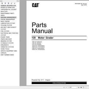 CAT Motor Grader 120 Parts Catalog M0105387 00 2019