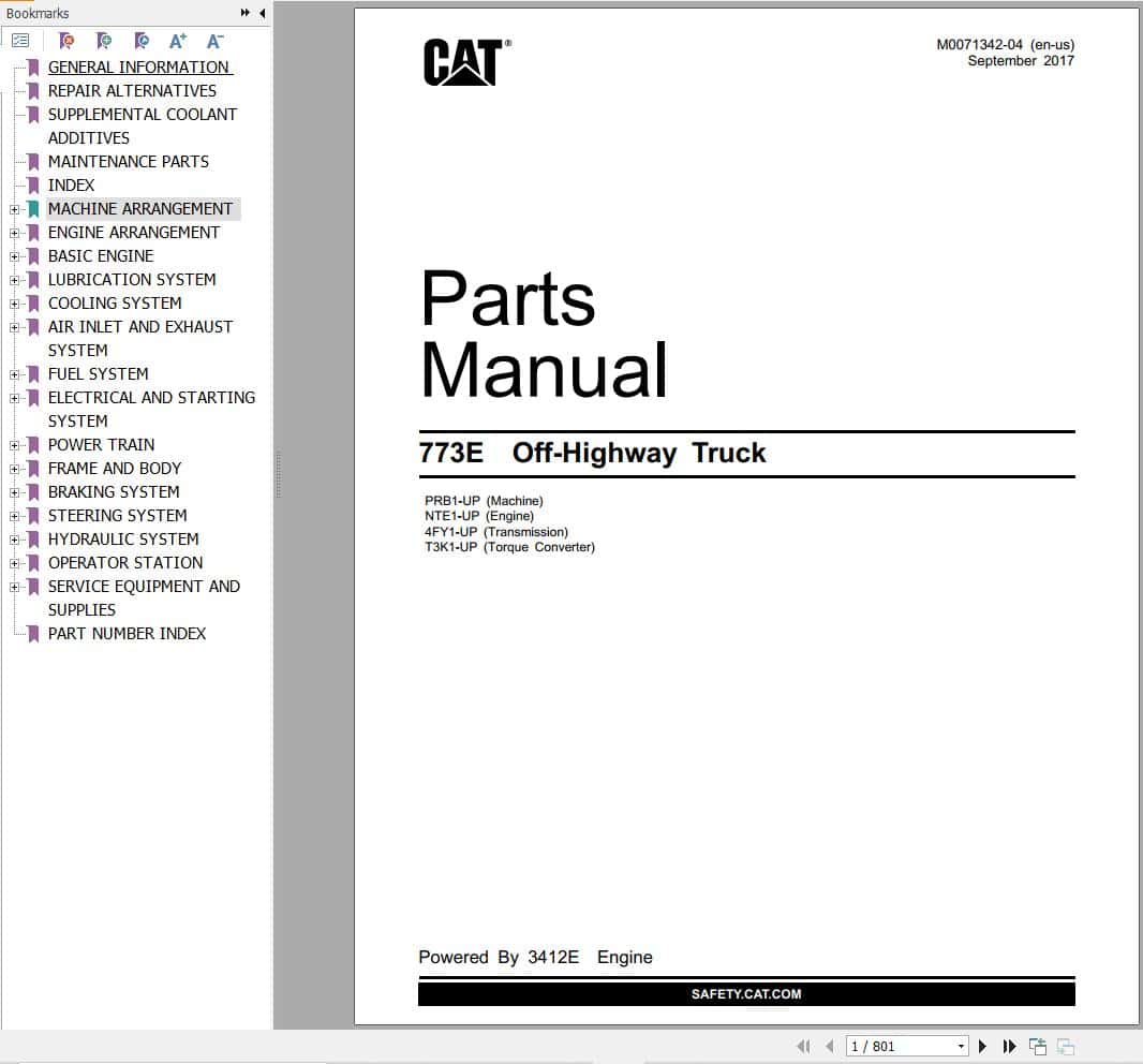 CAT Off Highway Truck 773E Parts Catalog M0071342 04