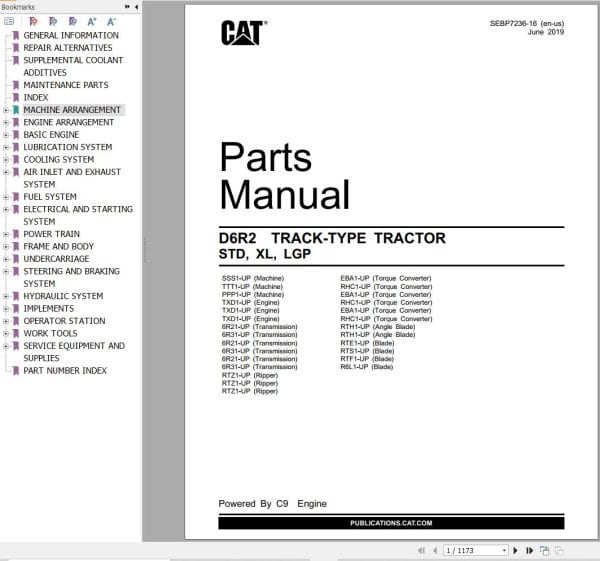 CAT Track Type Tractor D6R2 Parts Catalog SEBP7236 16