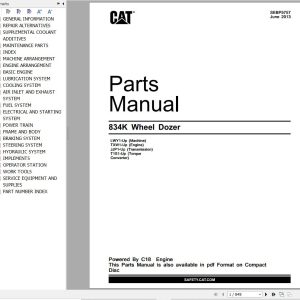 CAT Wheel Dozer 834K Parts Catalog SEBP5757