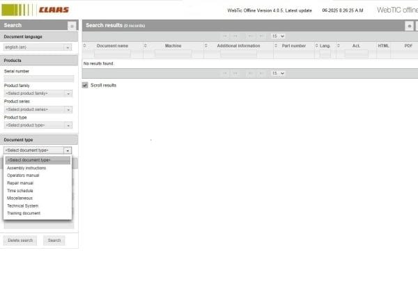 CLAAS WebTIC Offline EN 06.2025 Operator Schematic Repair Technical Program 1