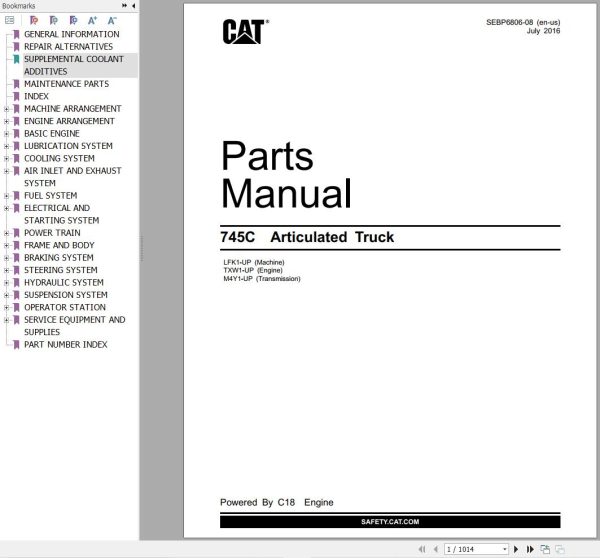 Caterpillar Articulated Truck 745C Parts Manual SEBP6806 08 (1)